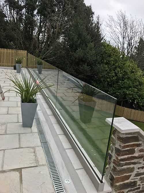 glass balustrades on a patio
