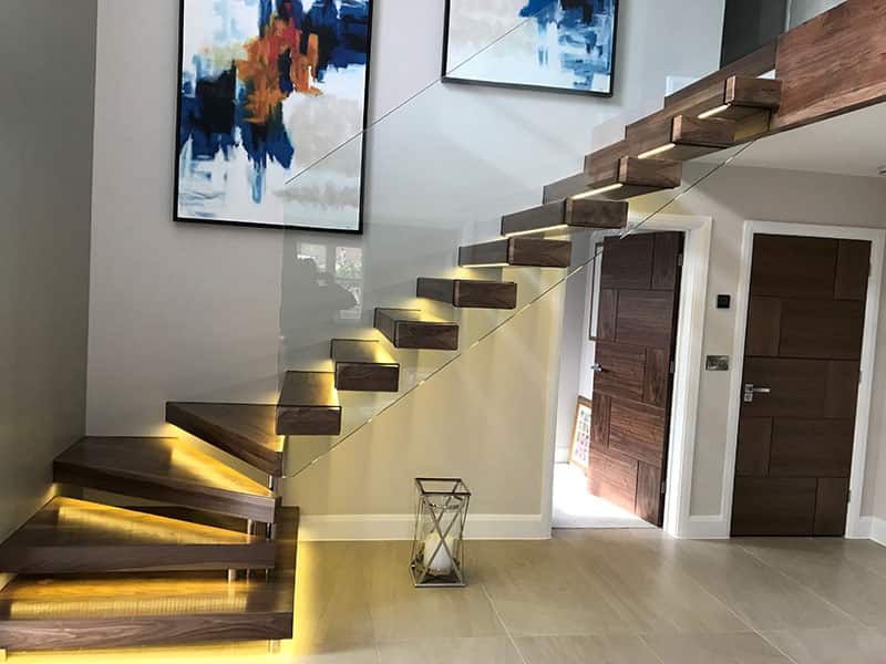 staircase with glass dividers